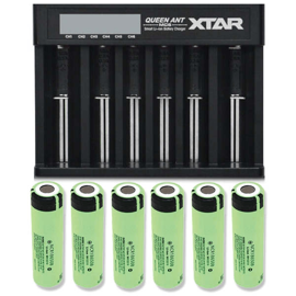 Xtar Queen ANT MC6 Li-ion batteriladdare + 6 st. Panasonic NCR18650B 3400mAh Li Ion-batterier